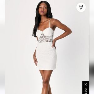 White Lace Bustier Bodycon Mini Dress